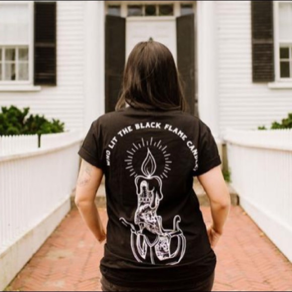 hocus pocus Tops - Hocus Pocus Black Flame Candle tee